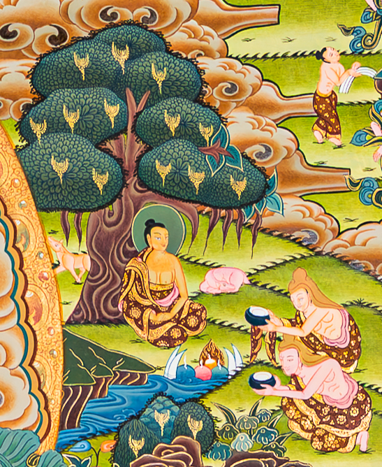 The Life of Buddha Thangka: A Visual Odyssey of the Twelve Great Deeds - T-B-HT-BB-AU-LB-0086