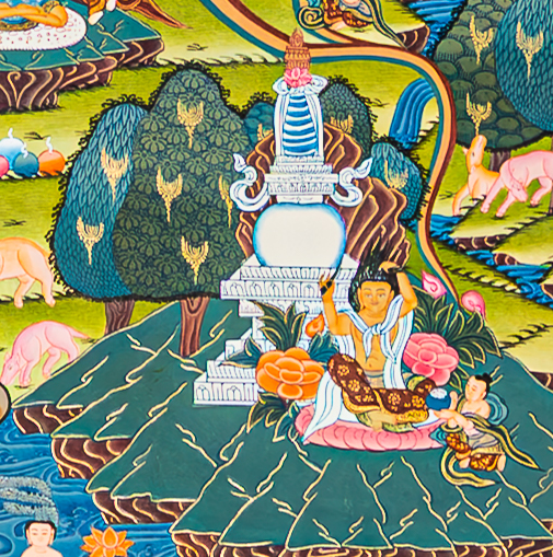 The Life of Buddha Thangka: A Visual Odyssey of the Twelve Great Deeds - T-B-HT-BB-AU-LB-0086