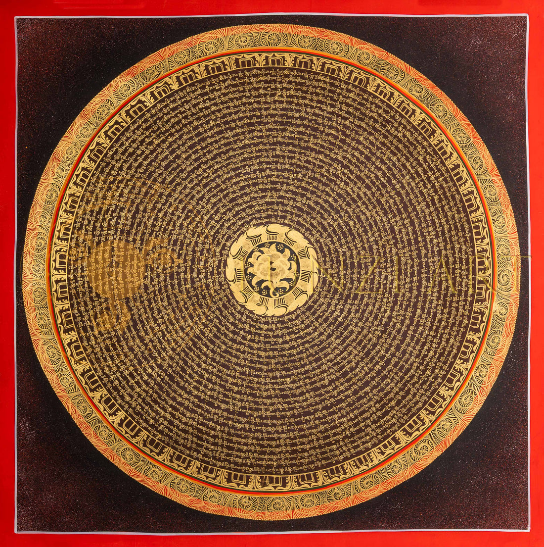 The Obsidian Mantra Mandala Thangka: A Golden Path to Inner Stillness - T-PS-SS-BB-GMM-97
