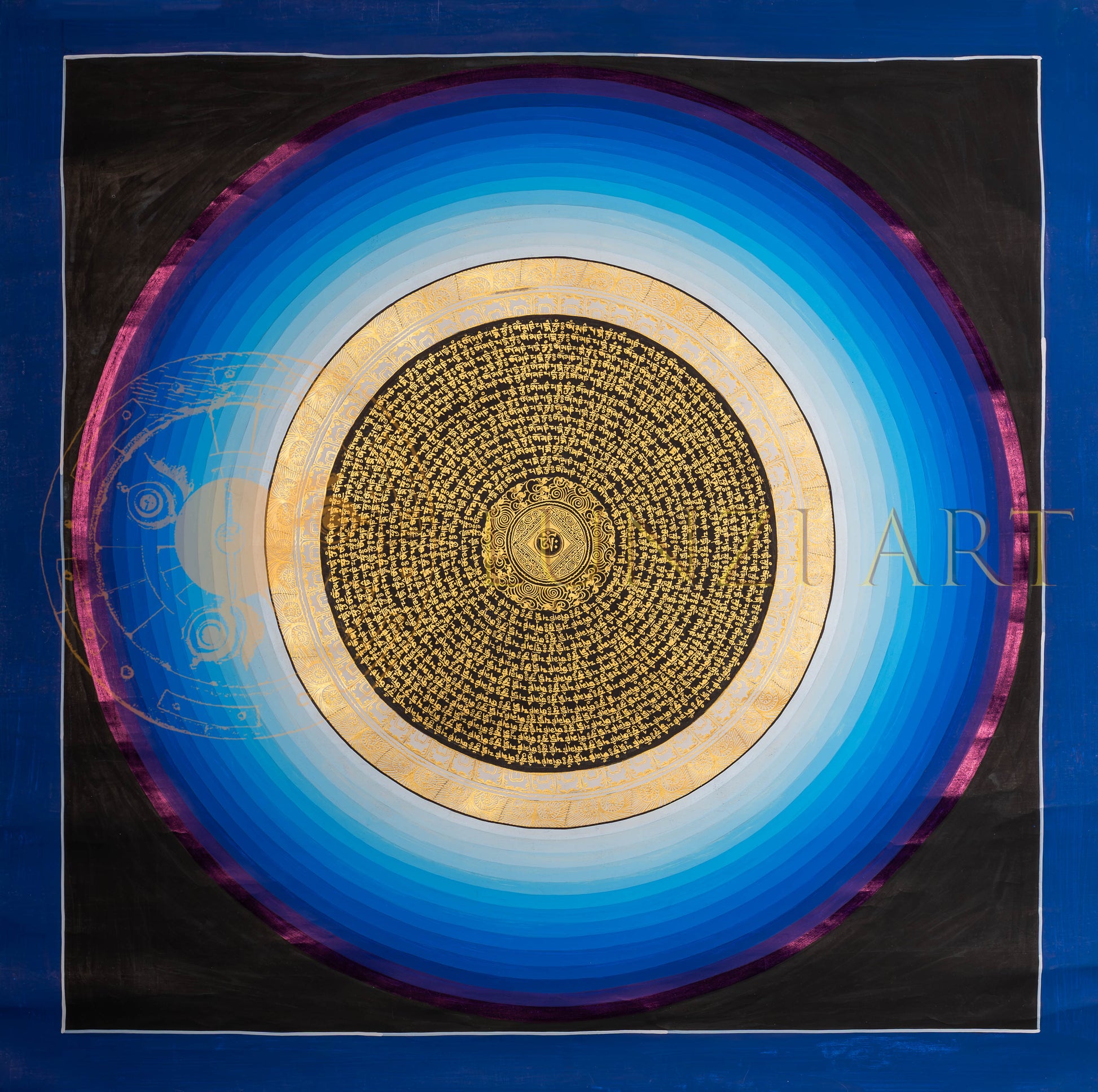 The Om Mantra Mandala Thangka: A Vortex of Infinite Compassion - T-PS-SS-BB-RMM-101