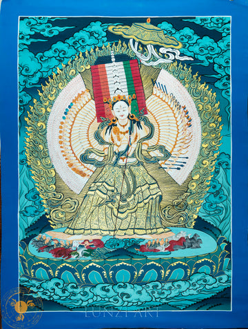 The Radiant Dukar Thangka: A Sacred Shelter of Compassion - T-PS-SS-BB-D-0035