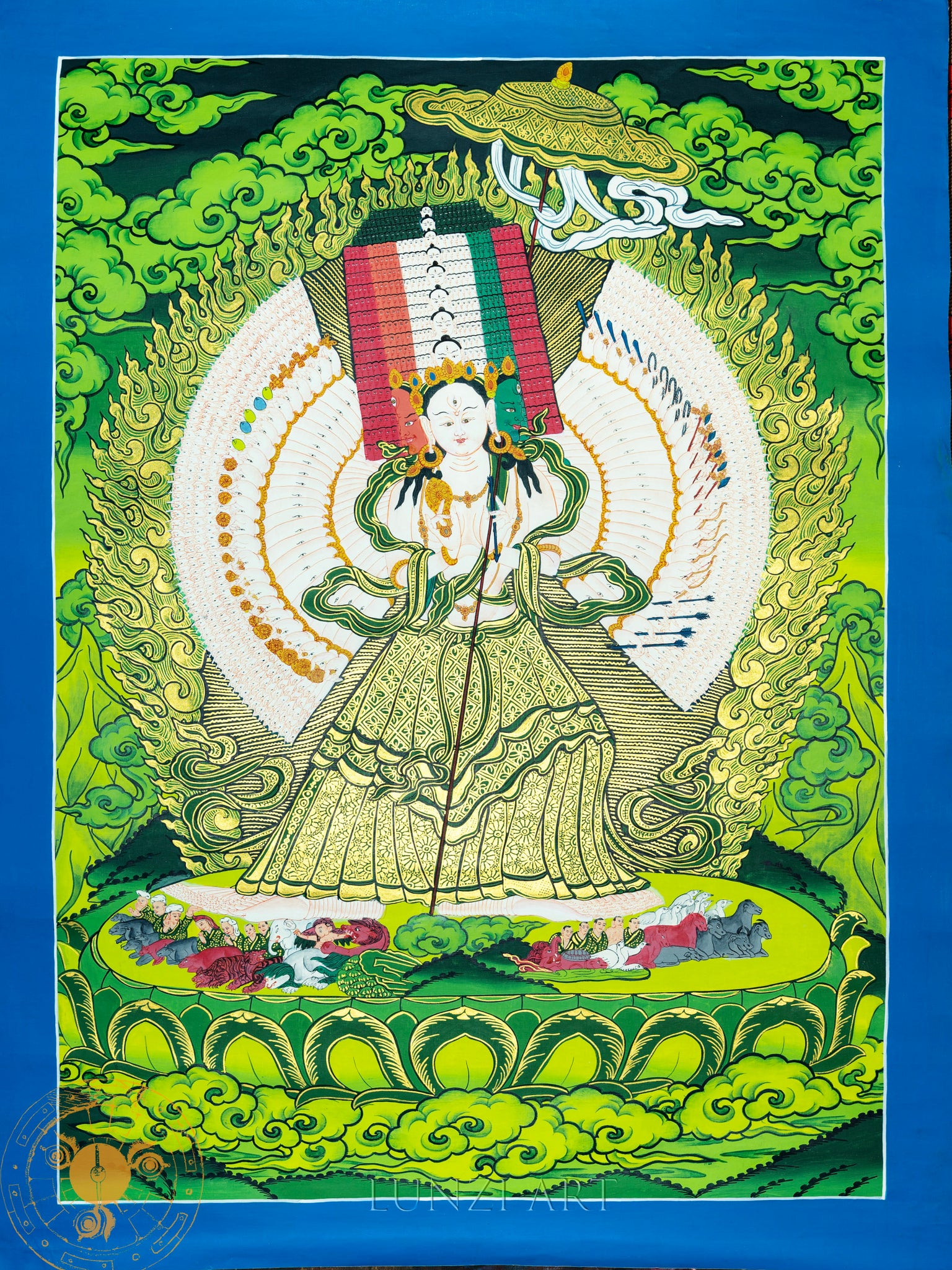 The Radiant Dukar Thangka: A Sacred Shelter of Compassion - Thangka