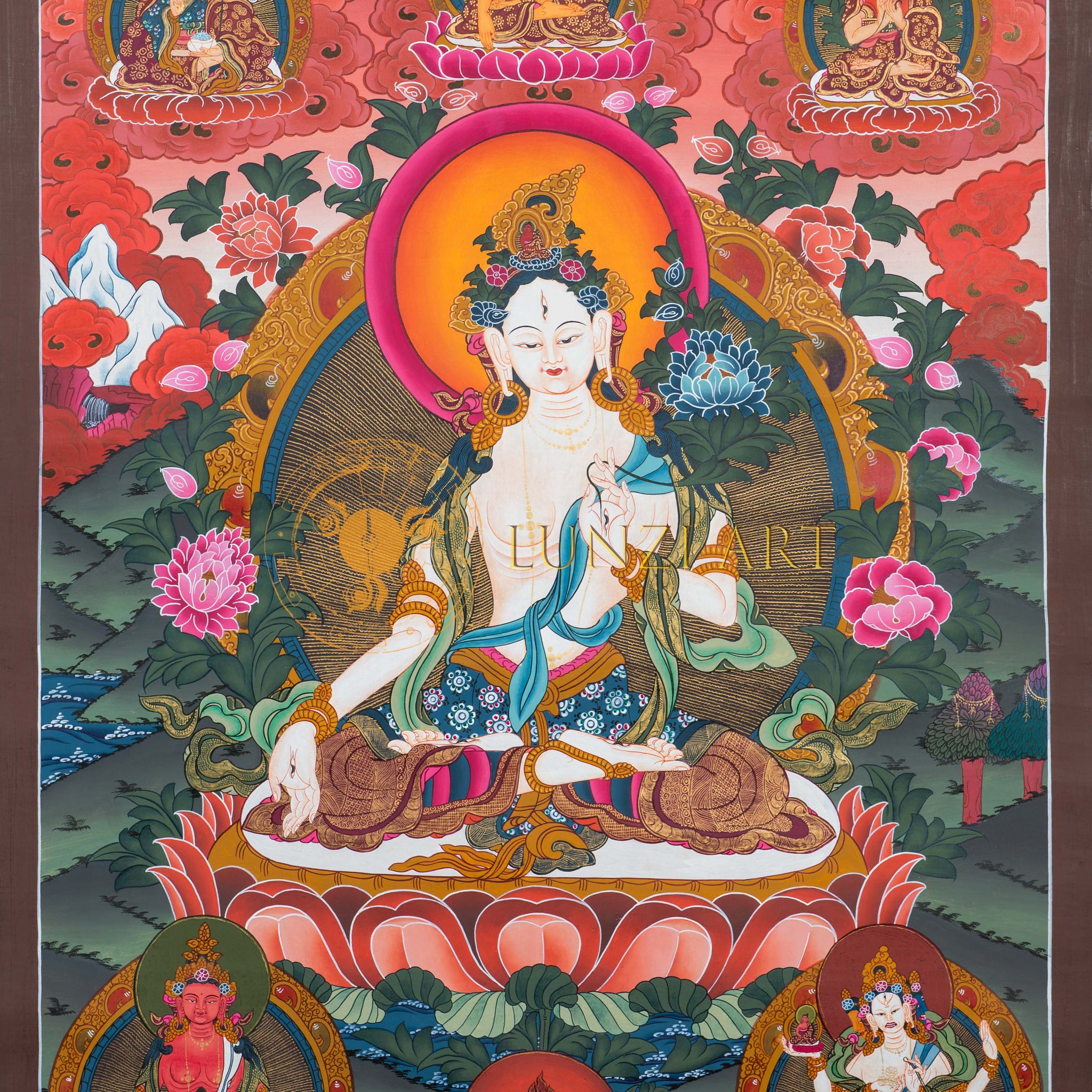 The Radiant Healer: White Tara Thangka Painting - Thangka