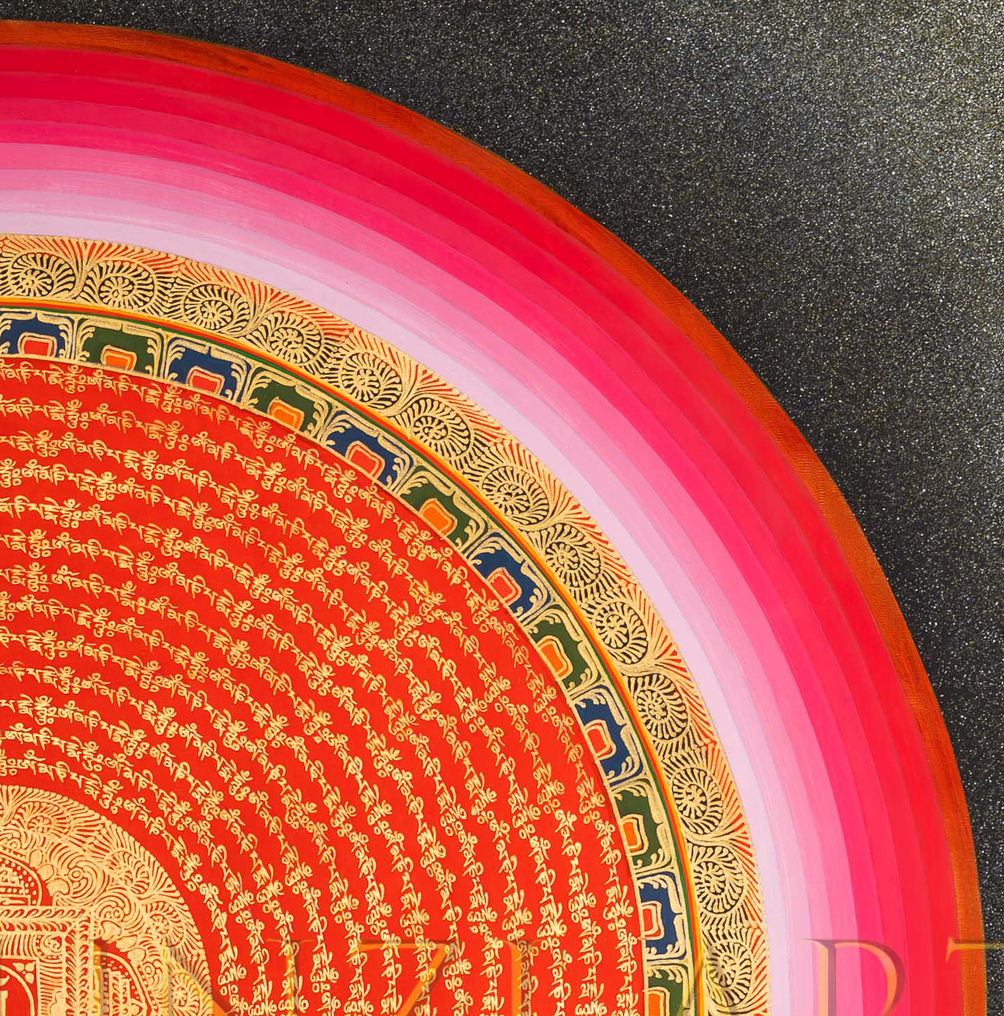 The Red Mantra Mandala Thangka: A Sun of Heart Energy - T-PS-SS-RB-RMM-100