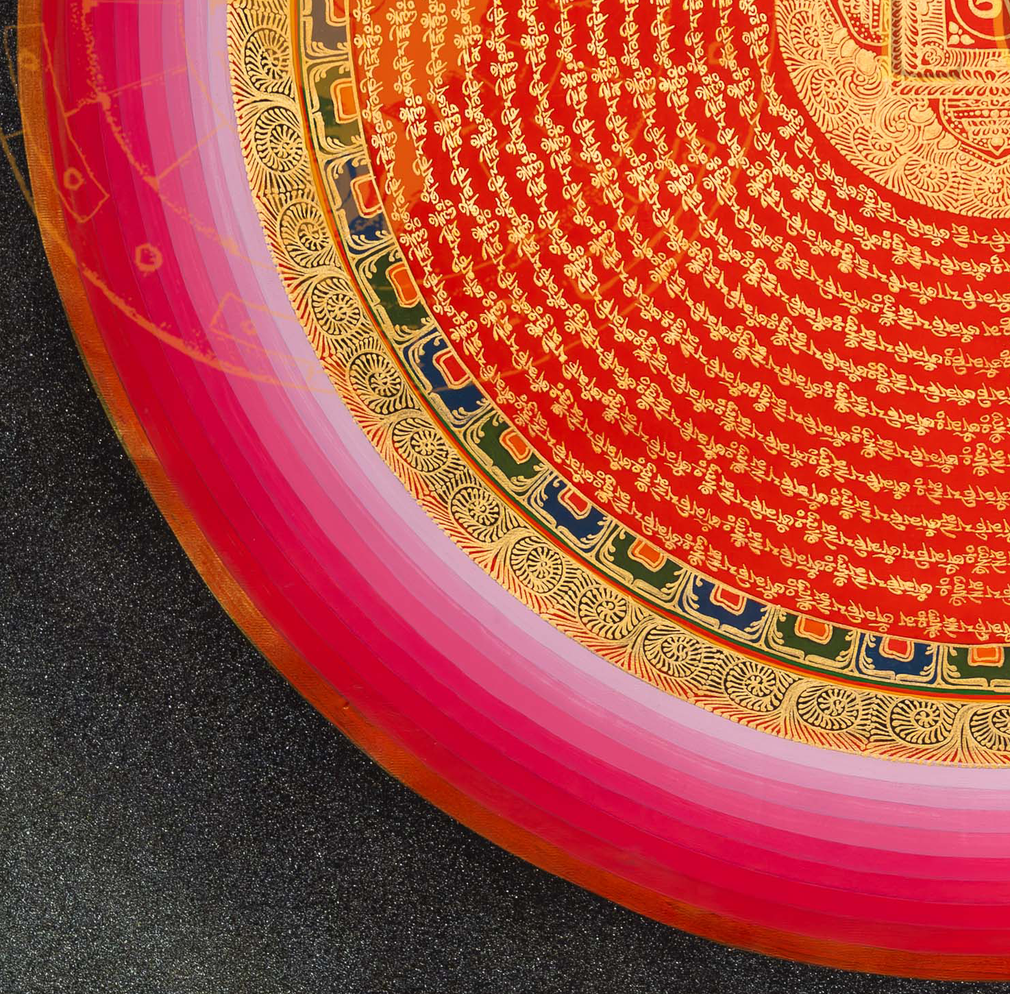 The Red Mantra Mandala Thangka: A Sun of Heart Energy - T-PS-SS-RB-RMM-100