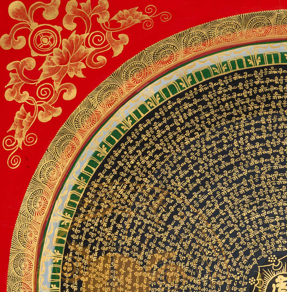 The Ruby Mantra Mandala Thangka: A Sacred Beacon of Compassion - T-PS-SS-GB-MM-93