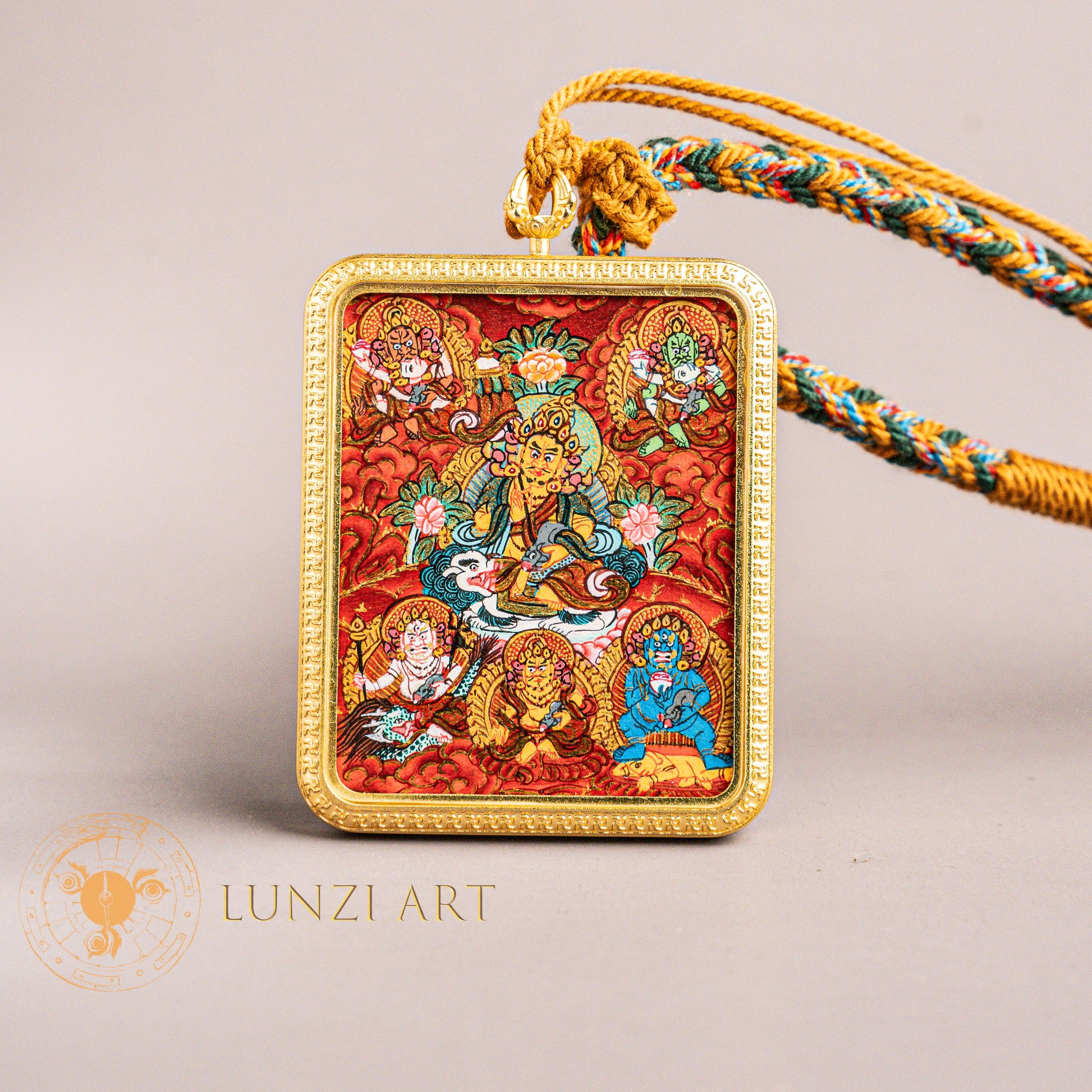 The Six Jambhala Thangka: Sacred Wealth Deity Necklace - L-MJ-0018