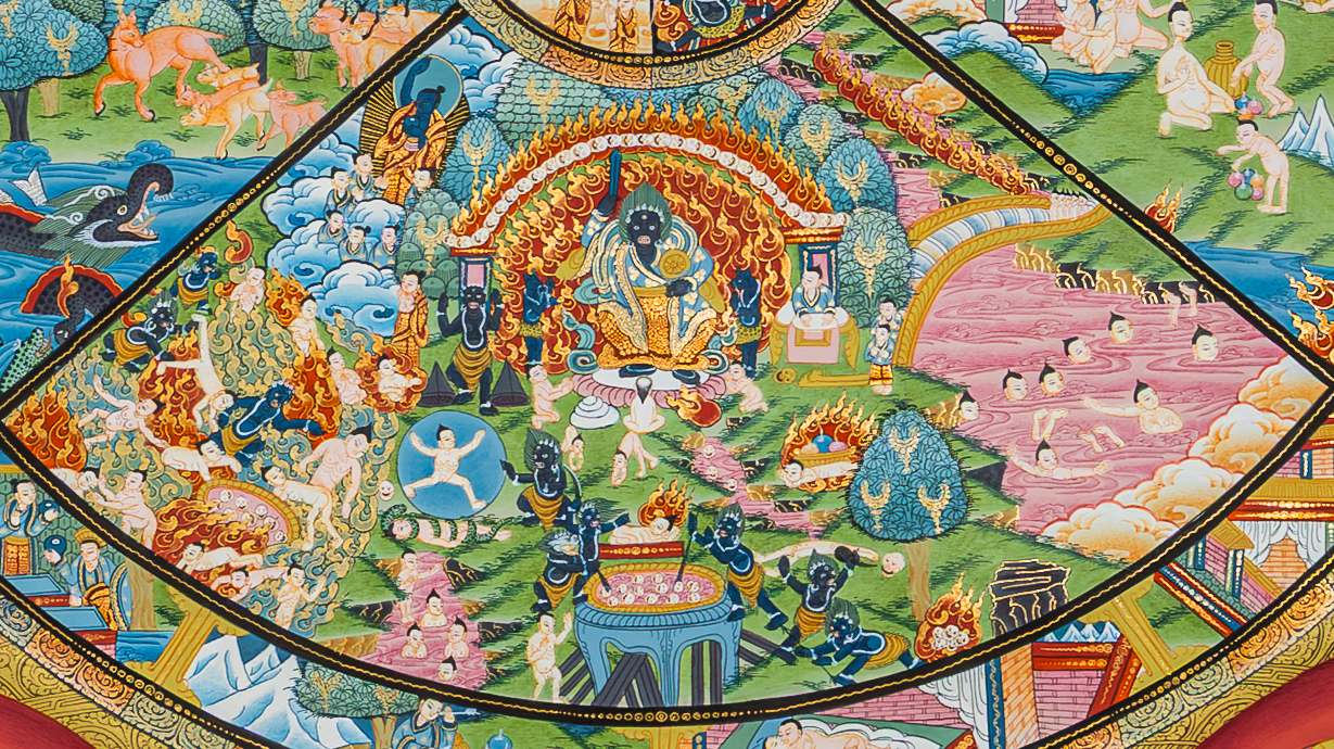 The Wheel of Life (Bhavachakra) Thangka: A Sacred Mirror of the Human Mind - T-B-HT-BB-AU-WOL-0087
