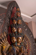 Thousand-Armed Avalokitesvara Statue | Large Copper Stone Carving - S-P-SS-C-TAA-0141