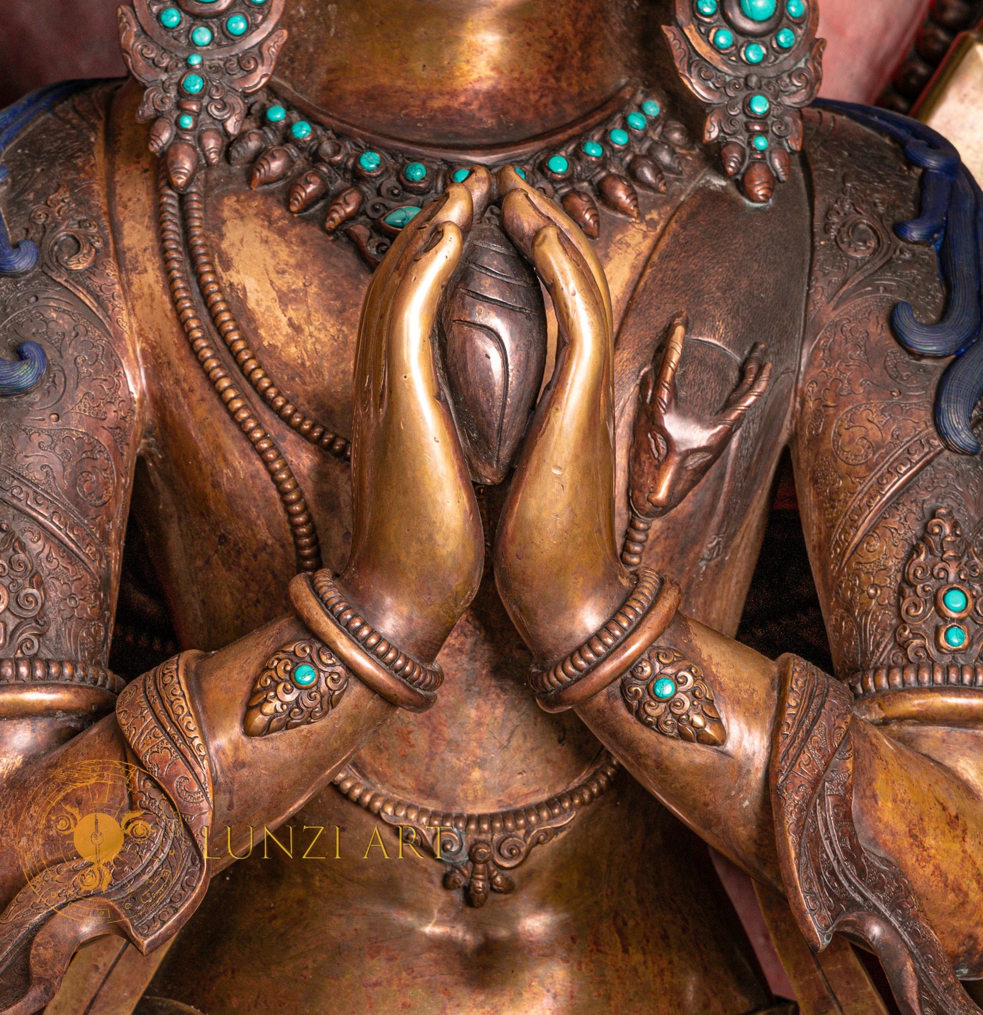 Thousand-Armed Avalokitesvara Statue | Large Copper Stone Carving - S-P-SS-C-TAA-0141
