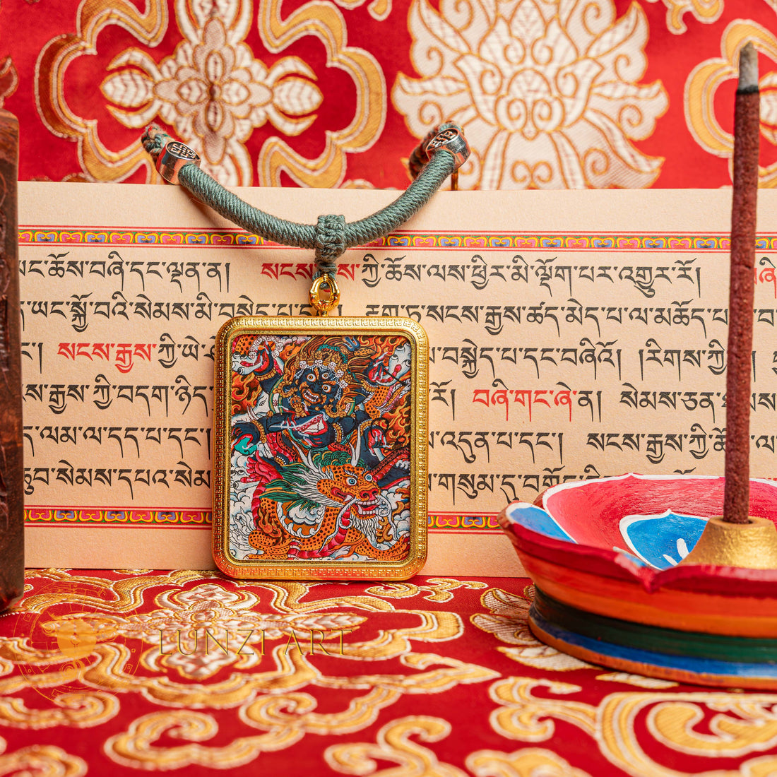 Top-tier hand-drawn Mahakala Locket Thangka - L-J-44