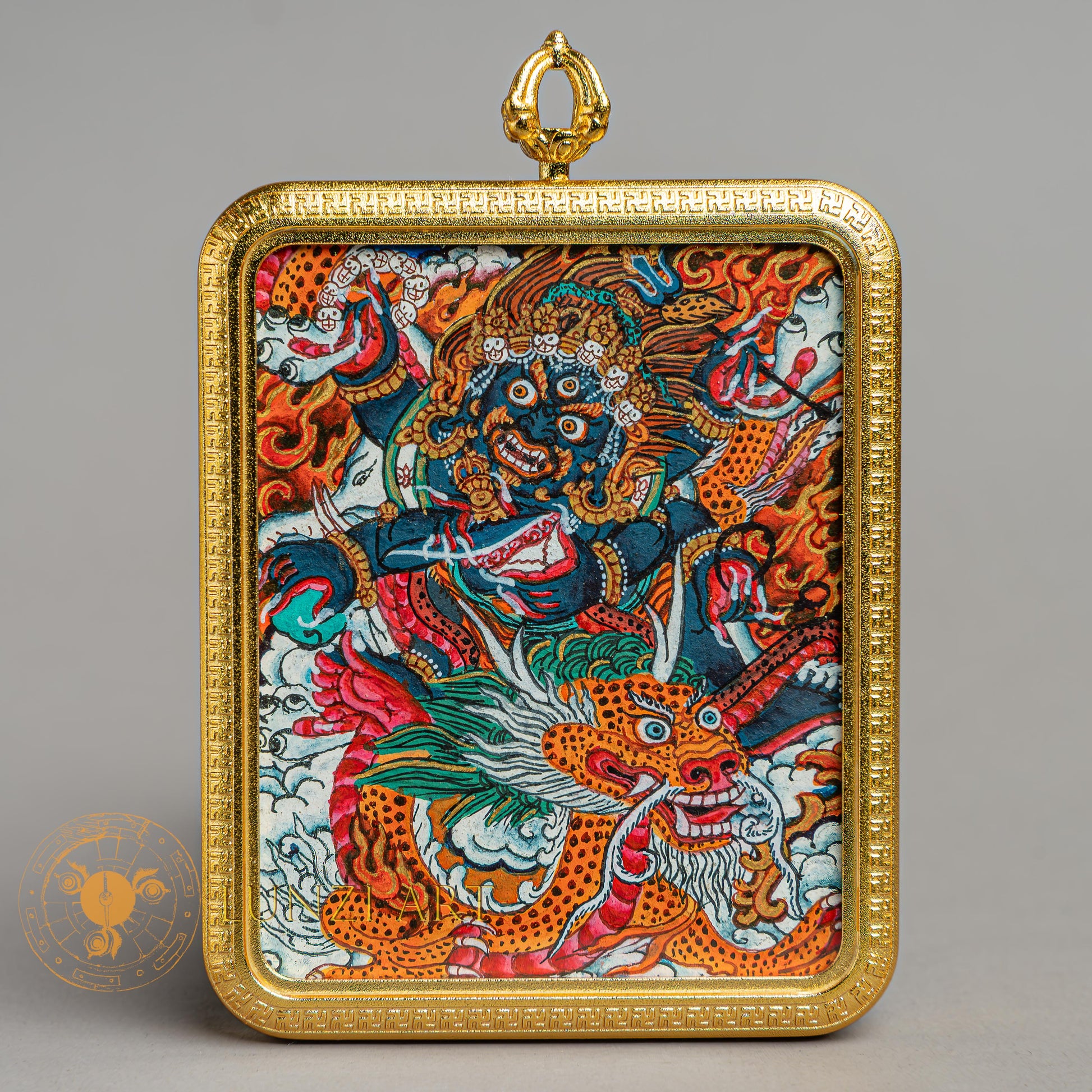 Top-tier hand-drawn Mahakala Locket Thangka - L-J-44-L-J-45-L-J-46