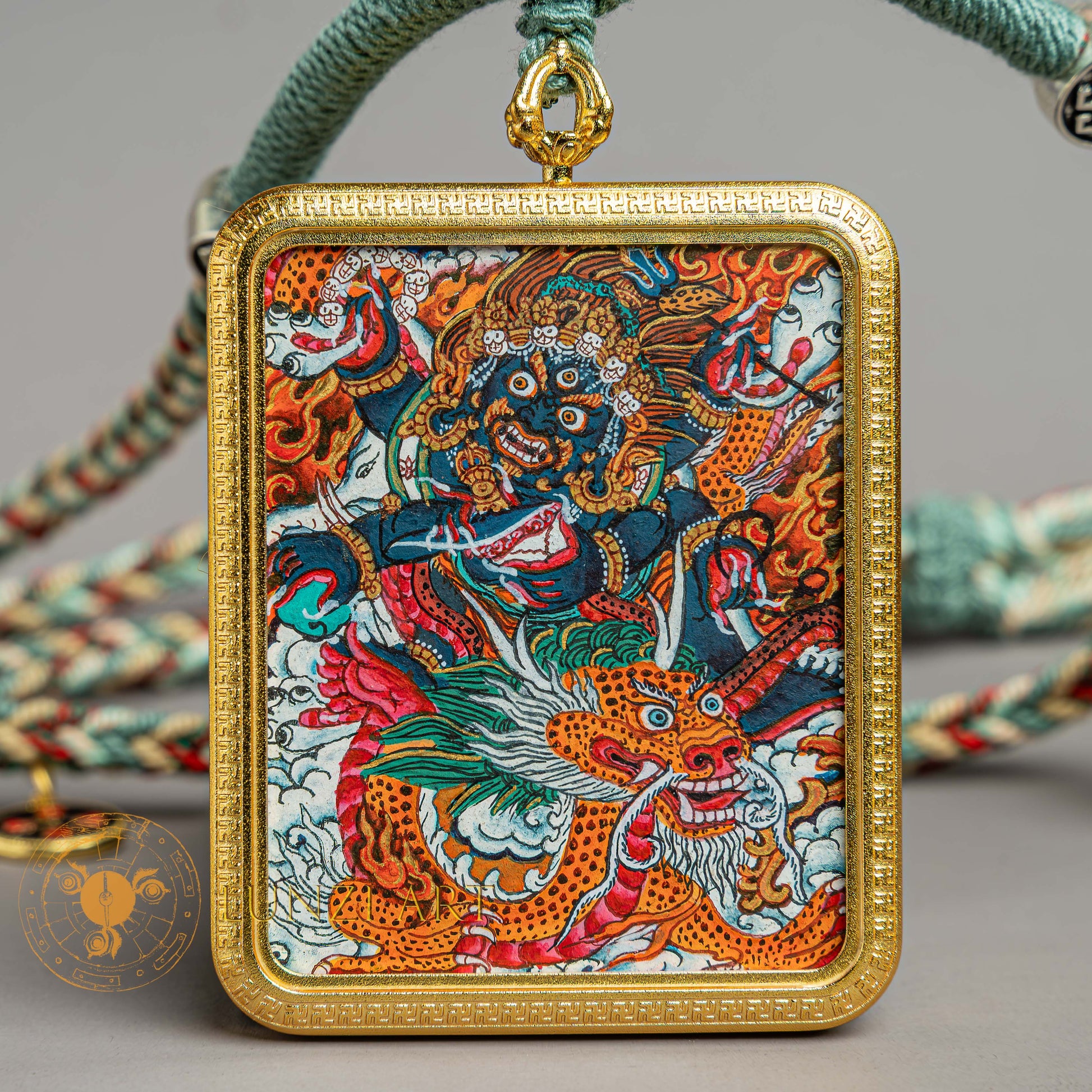 Top-tier hand-drawn Mahakala Locket Thangka - L-J-44-L-J-45-L-J-46
