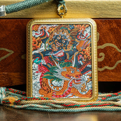 Top-tier hand-drawn Mahakala Locket Thangka - L-J-44-L-J-45-L-J-46