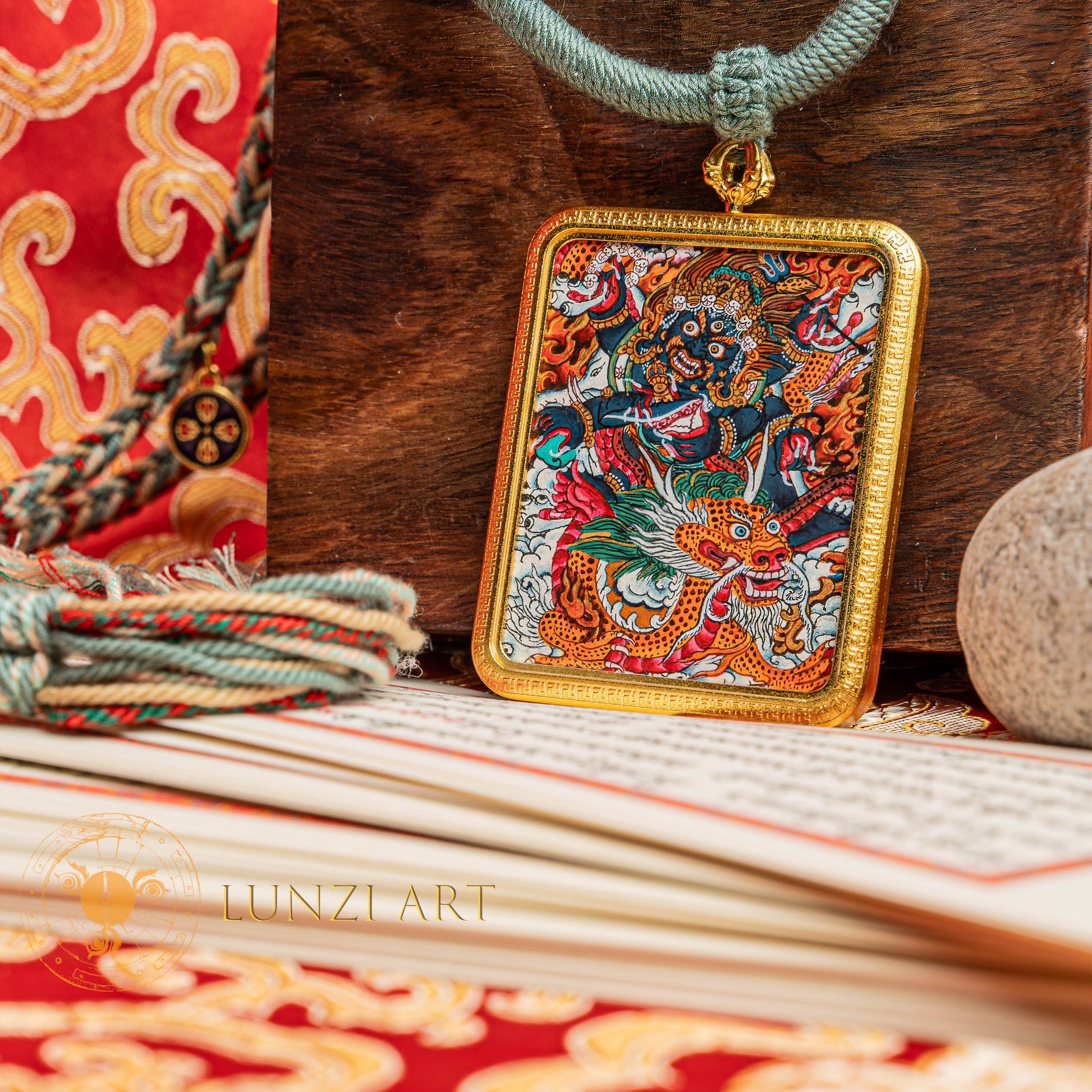 Top-tier hand-drawn Mahakala Locket Thangka - L-J-44-L-J-45-L-J-46