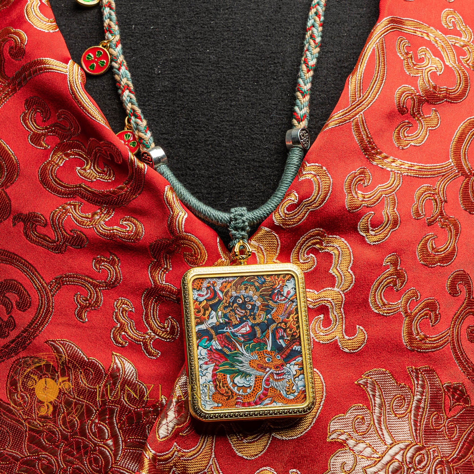 Top-tier hand-drawn Mahakala Locket Thangka - L-J-44-L-J-45-L-J-46