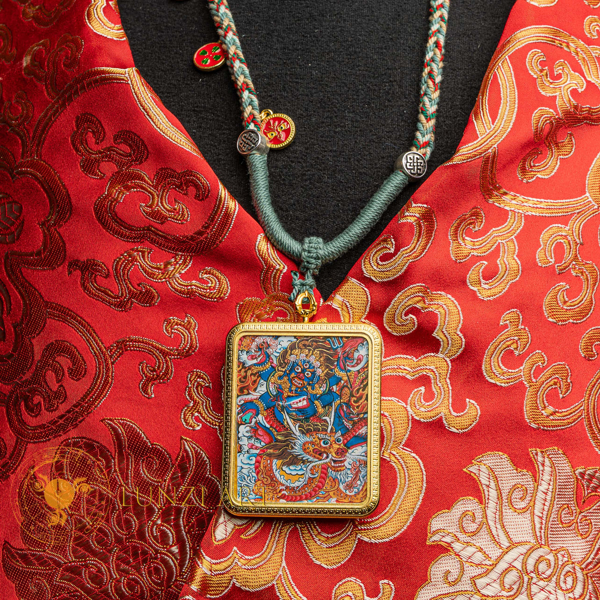 Top-tier hand-drawn Mahakala Locket Thangka - L-J-45