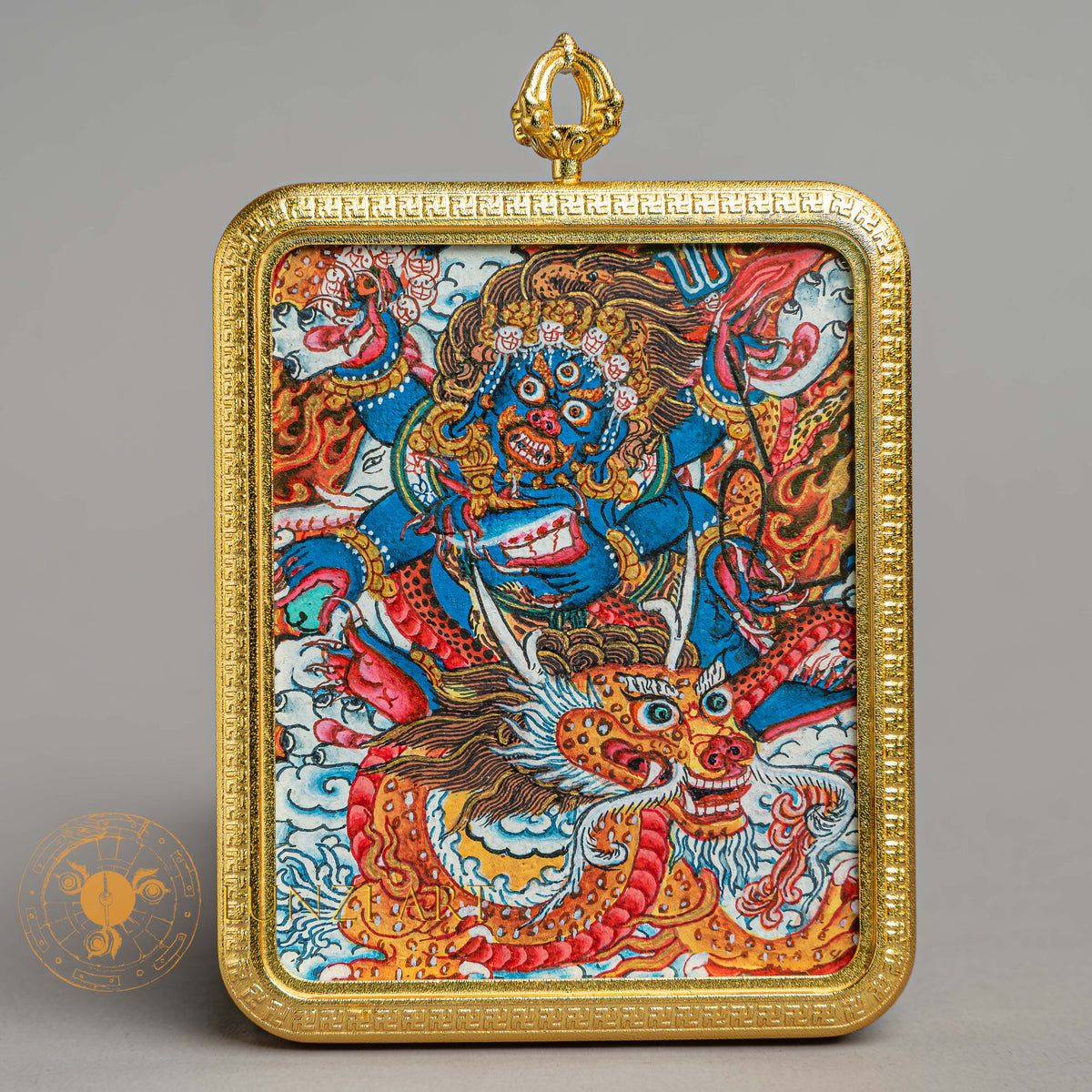 Top-tier hand-drawn Mahakala Locket Thangka - L-J-45