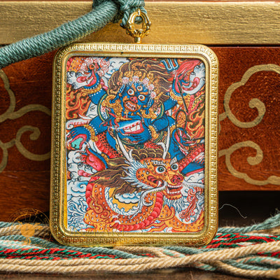 Top-tier hand-drawn Mahakala Locket Thangka - L-J-45-L-J-46-L-J-47