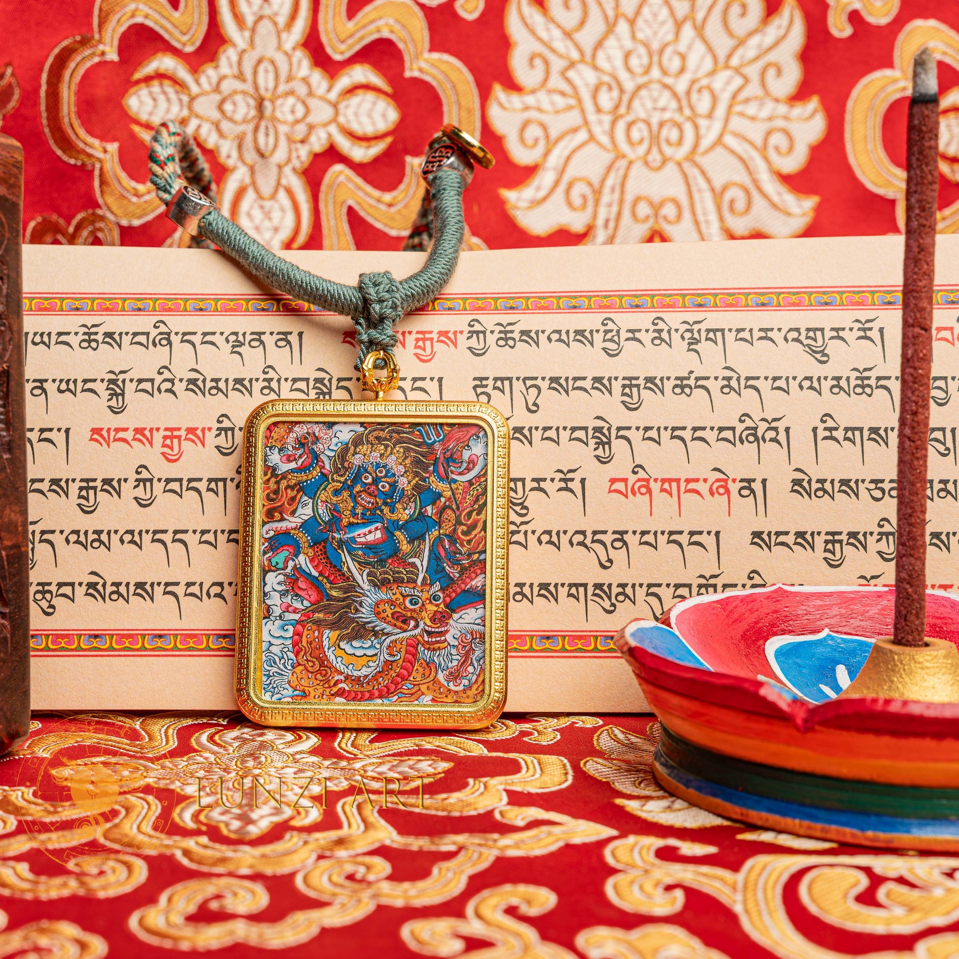 Top-tier hand-drawn Mahakala Locket Thangka - L-J-45-L-J-46-L-J-47