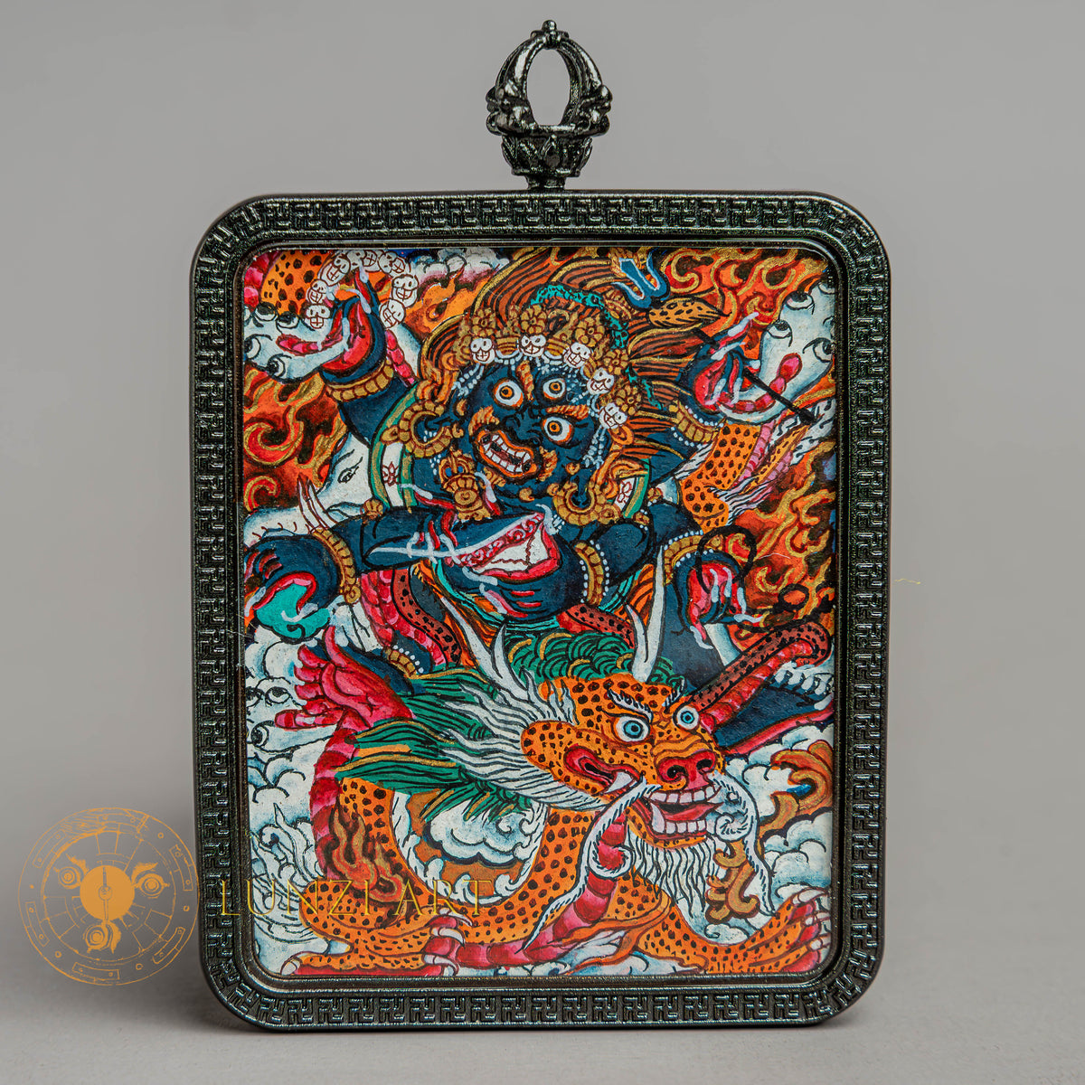 Top-tier hand-drawn Mahakala Locket Thangka - L-J-46