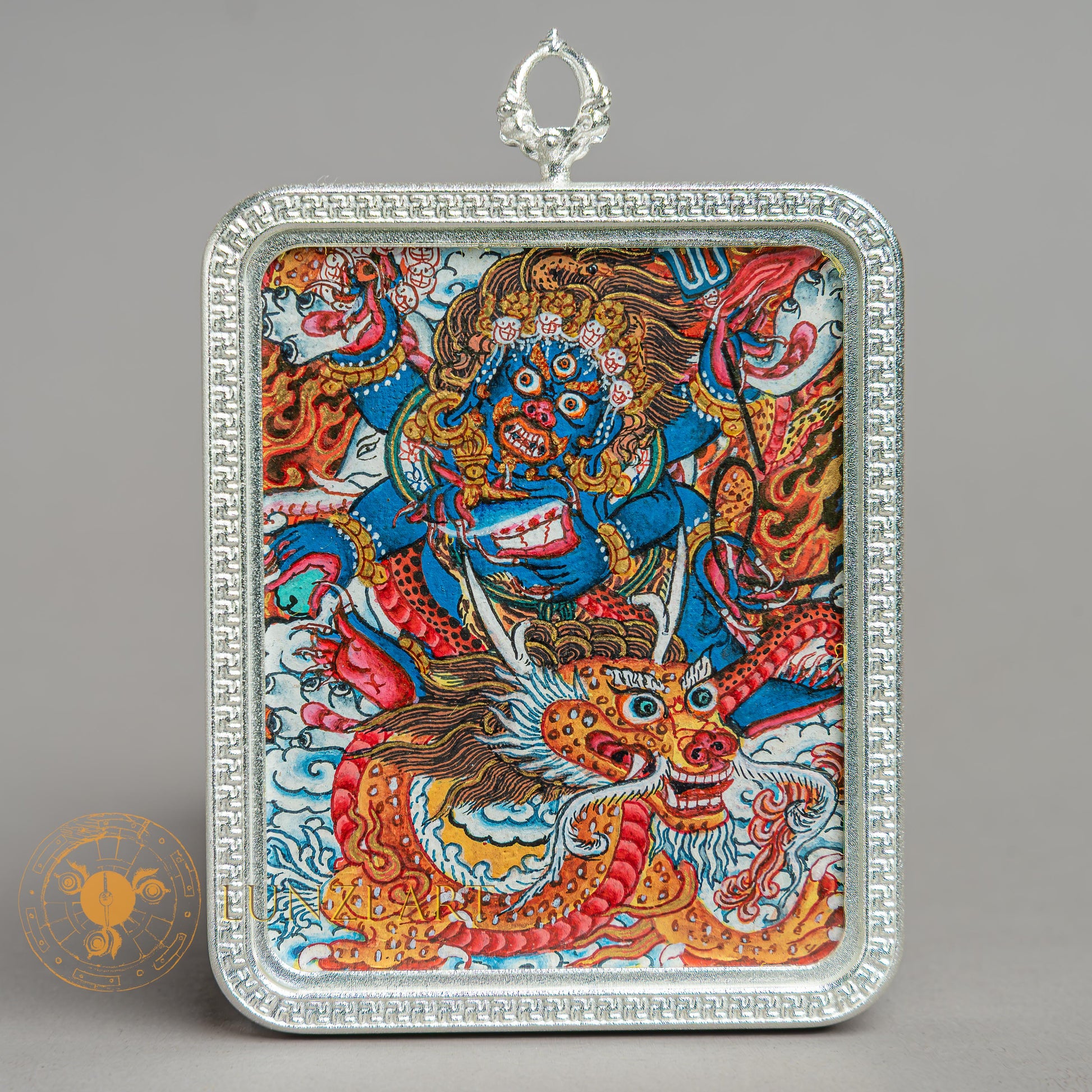 Top-tier hand-drawn Mahakala Locket Thangka - L-J-46