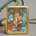 Top-tier hand-drawn White Jambhala Ghau Locket Thangka - --