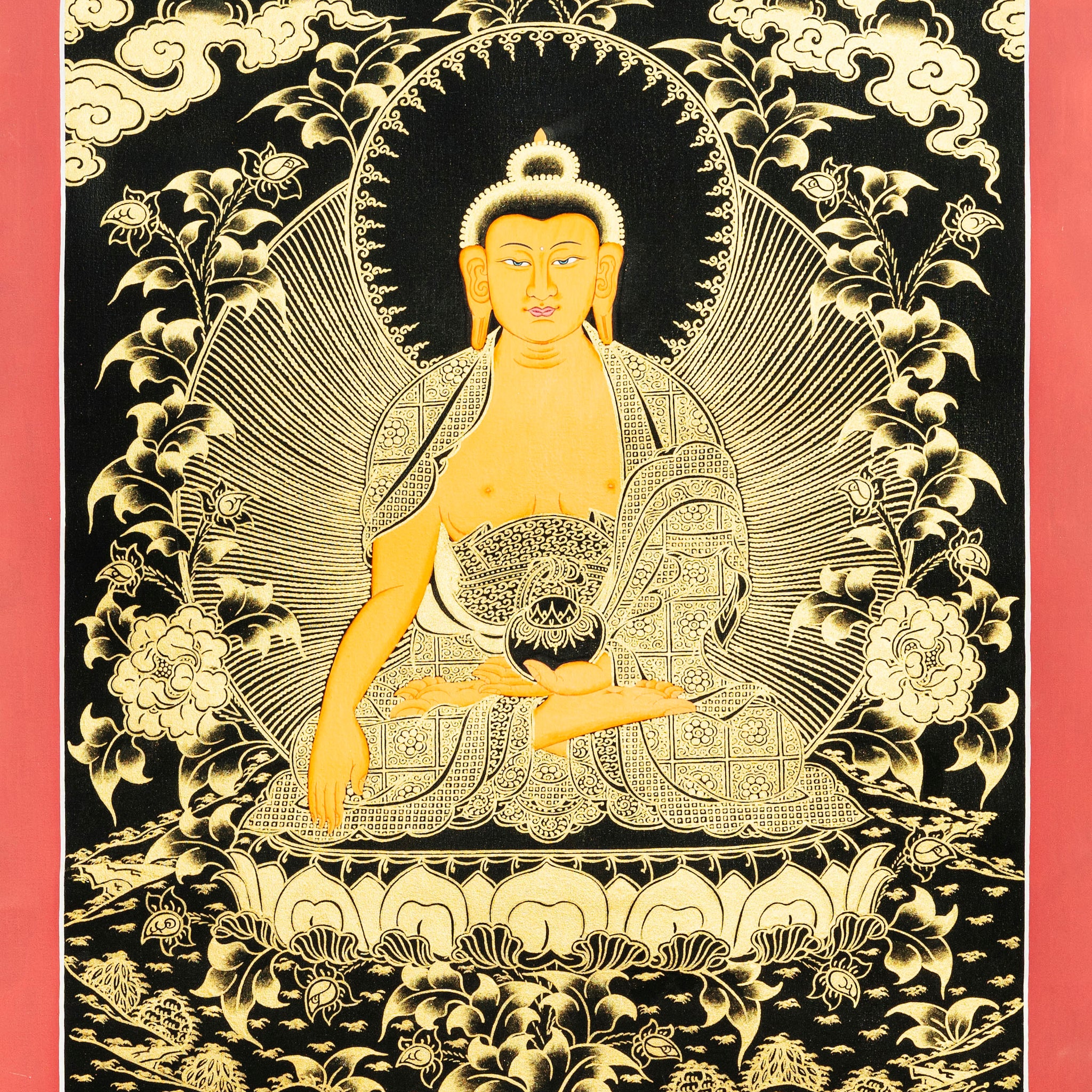 Traditional hand drawn Shakyamuni Buddha Thangka - Thangka