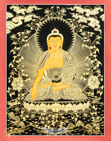 Traditional hand drawn Shakyamuni Buddha Thangka - Thangka