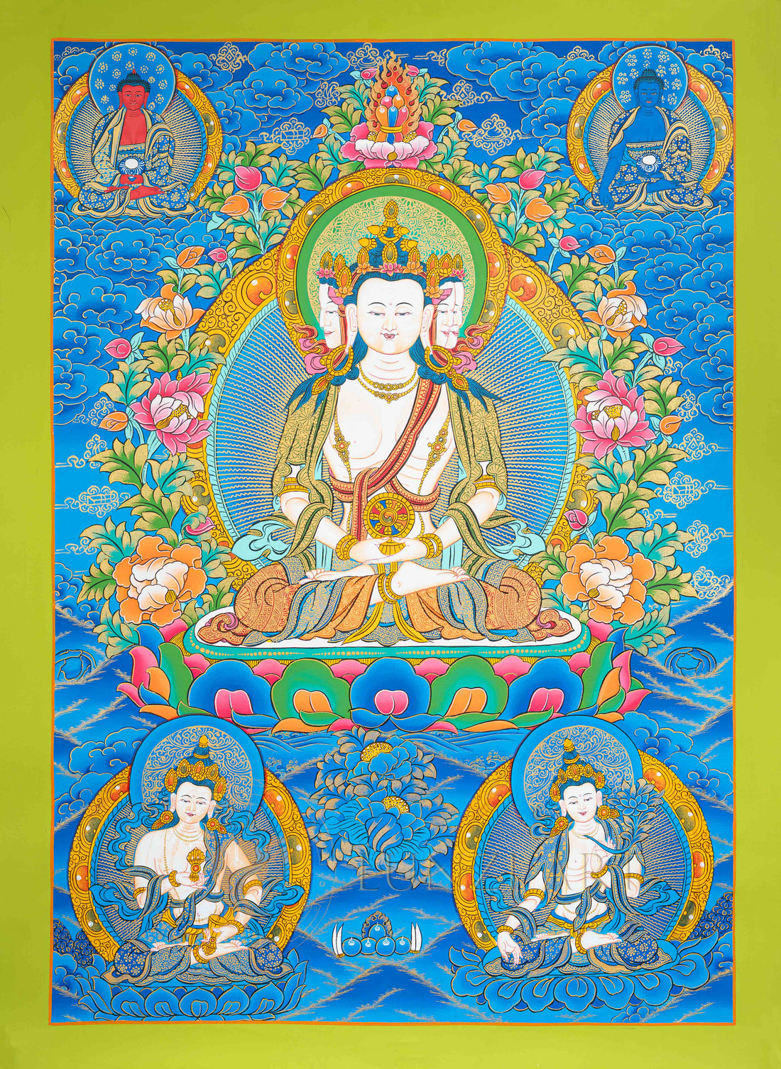 Vairocana Buddha Thangka: The Light of Primordial Wisdom - T-N-ET-CB-AU-V-0025