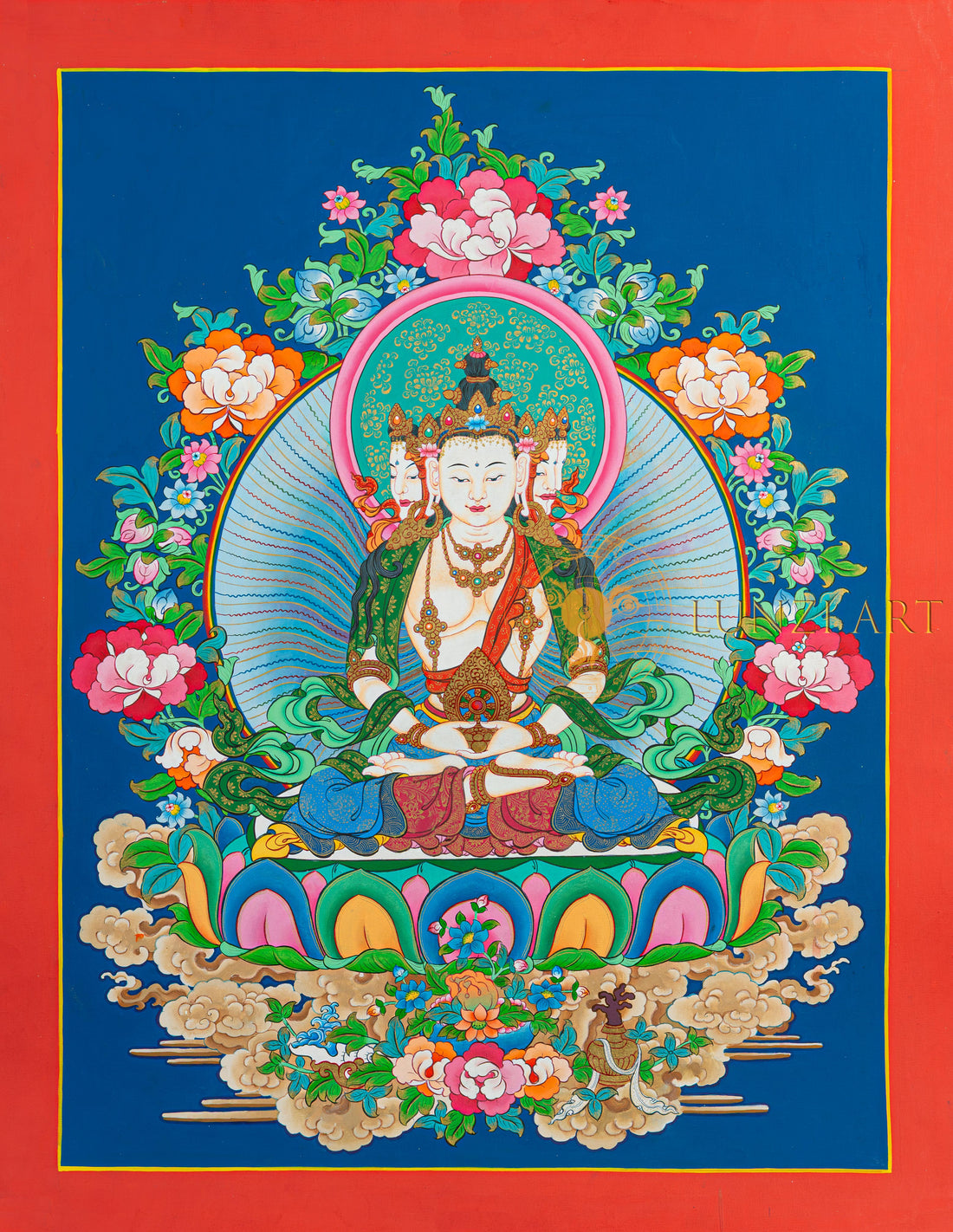 Vairocana Buddha Thangka: The Primordial Lord of Light - T-N-ET-YB-AU-V-0074