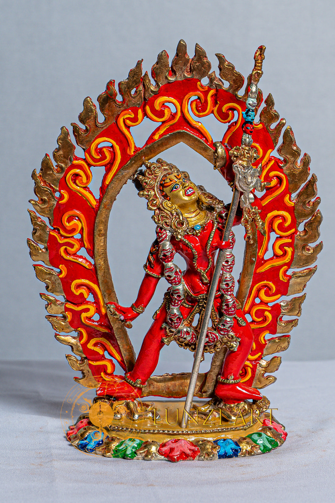 Vajra Yogini Statue | Electro Gold Plated & Hand Painted on Copper - statues
