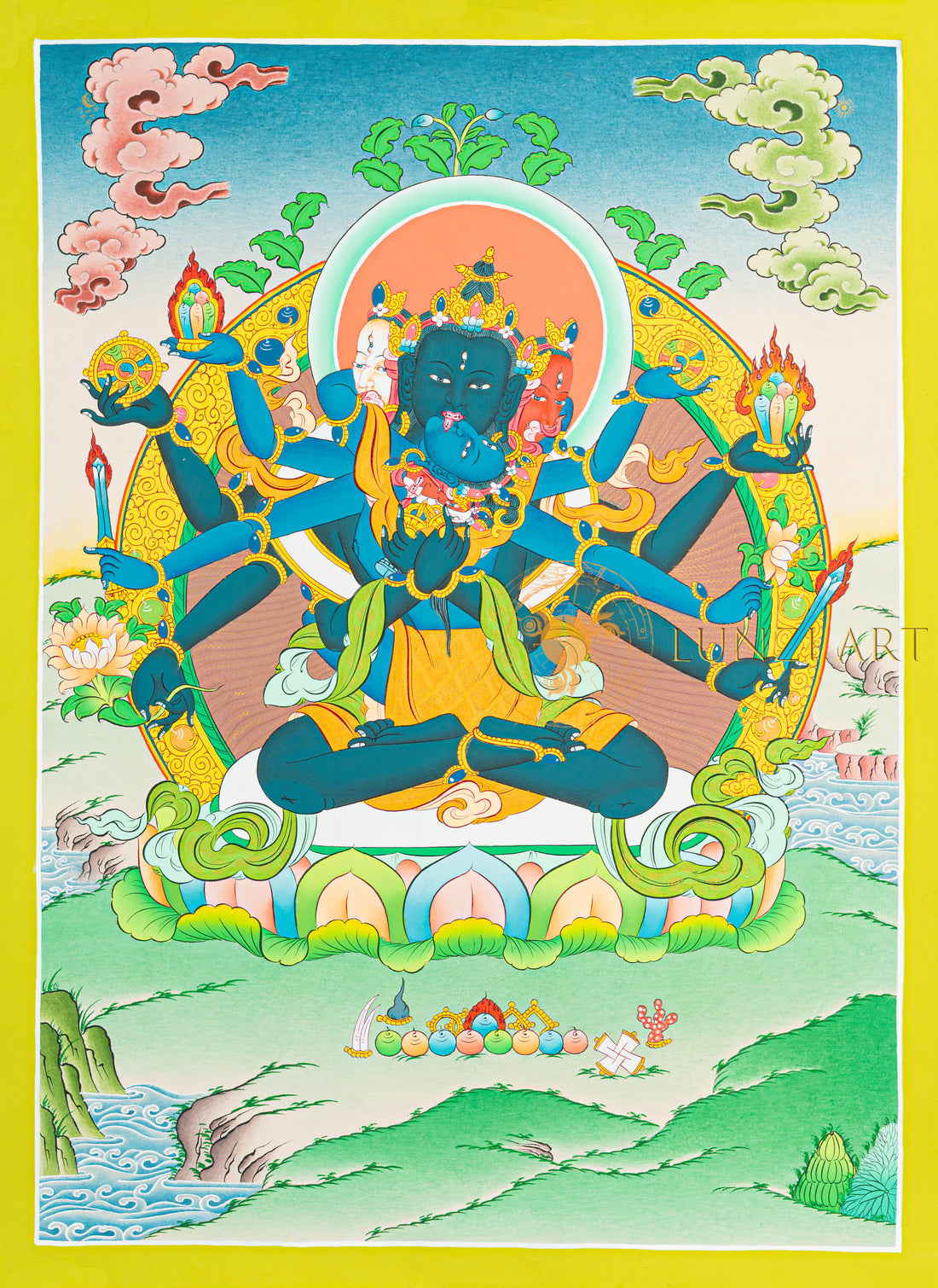 Vajradhara-Sakti Thangka: The Golden Union of Ultimate Reality - T-N-ET-GB-AU-V-0104