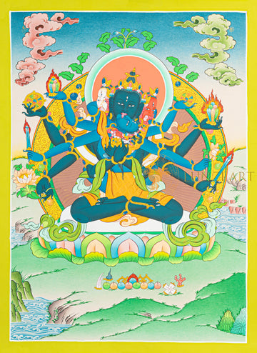 Vajradhara-Sakti Thangka: The Golden Union of Ultimate Reality - T-N-ET-GB-AU-V-0104