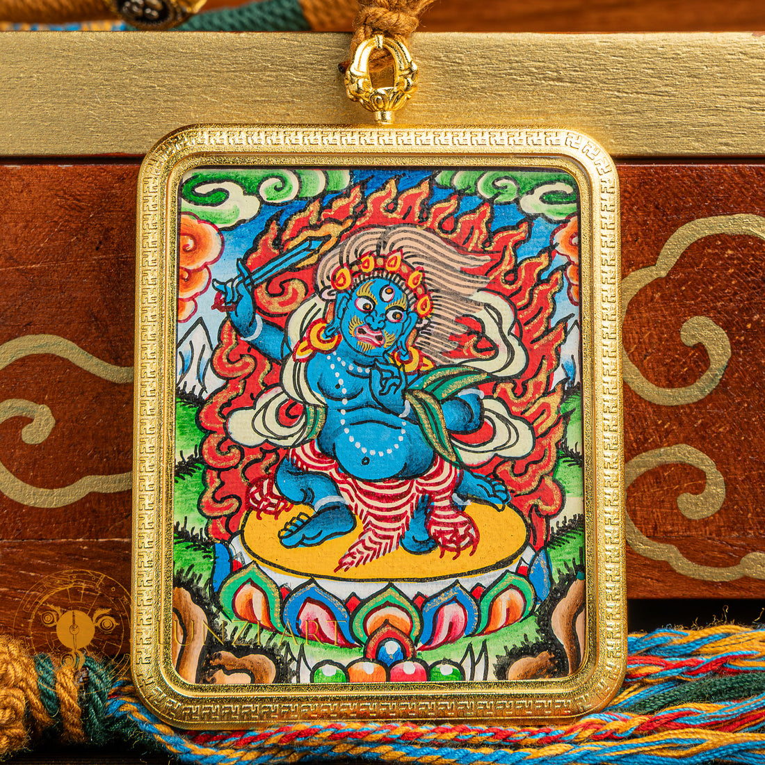 Vajrapani Ghau Thangka Locket: Dynamic Power & Protection - L-V-0009