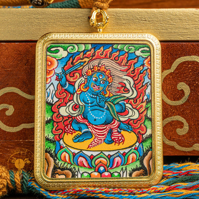 Vajrapani Ghau Thangka Locket: Dynamic Power & Protection - L-V-0009