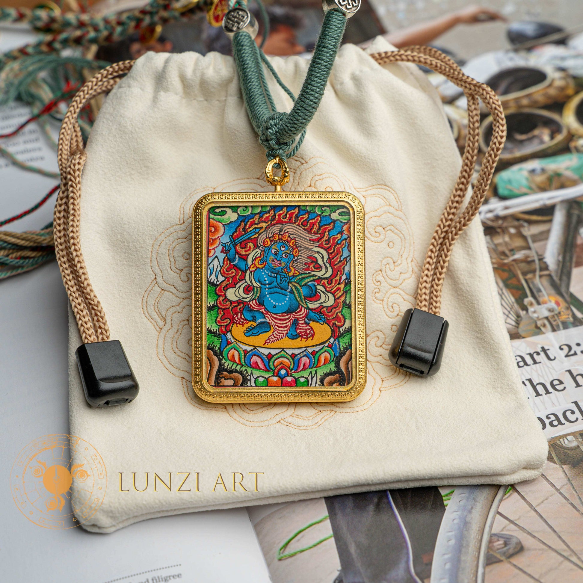 Vajrapani Ghau Thangka Locket: Dynamic Power & Protection - Thangka
