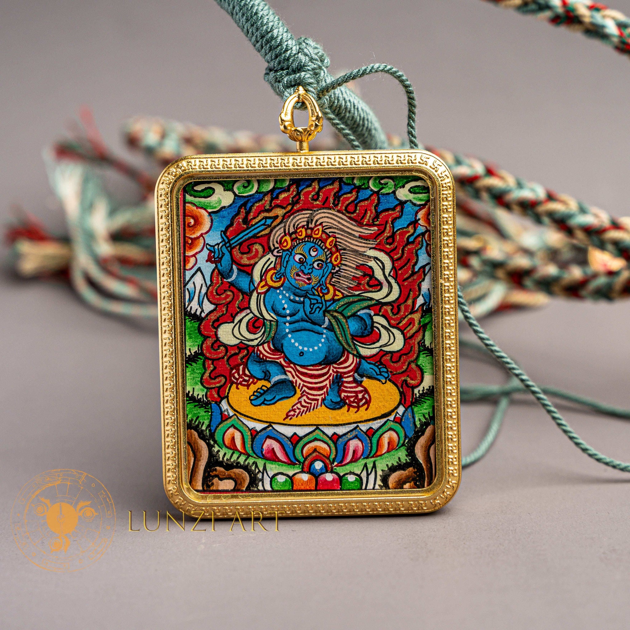 Vajrapani Ghau Thangka Locket: Dynamic Power & Protection - Thangka