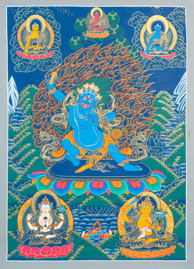 Vajrapani Thangka: The Golden Power of Spiritual Energy - T-N-MB-GB-V-0020