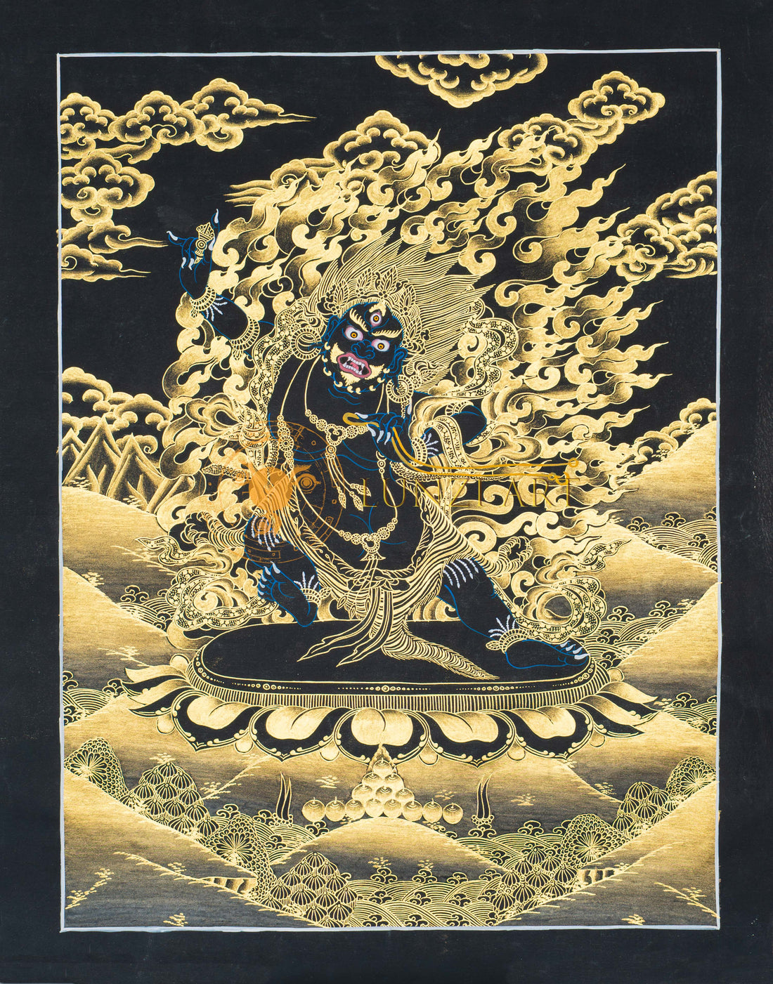 Vajrapani Thangka: Wielder of Indestructible Power - T-S-BT-BB-V-0130