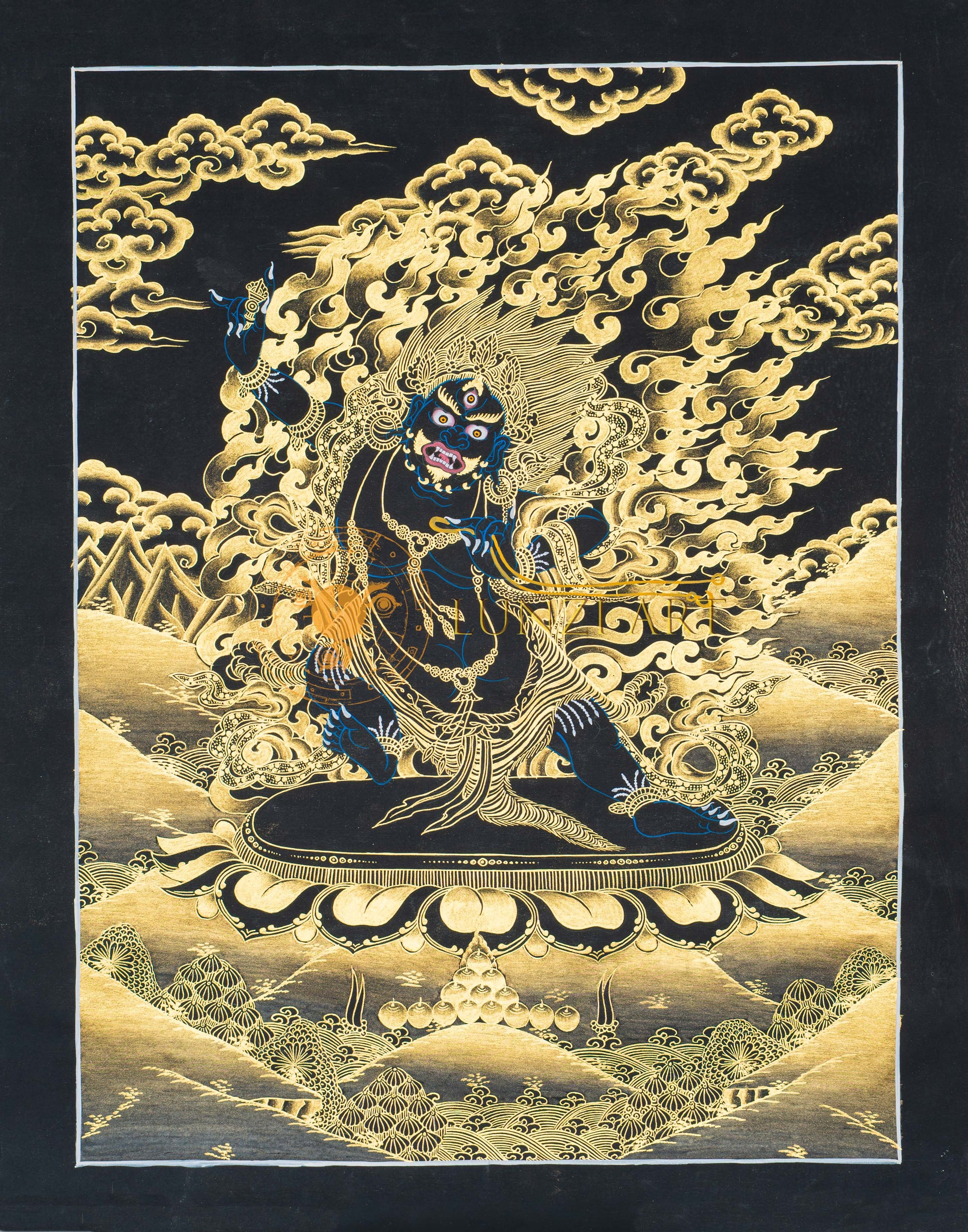 Vajrapani Thangka: Wielder of Indestructible Power - T-S-BT-BB-V-0130