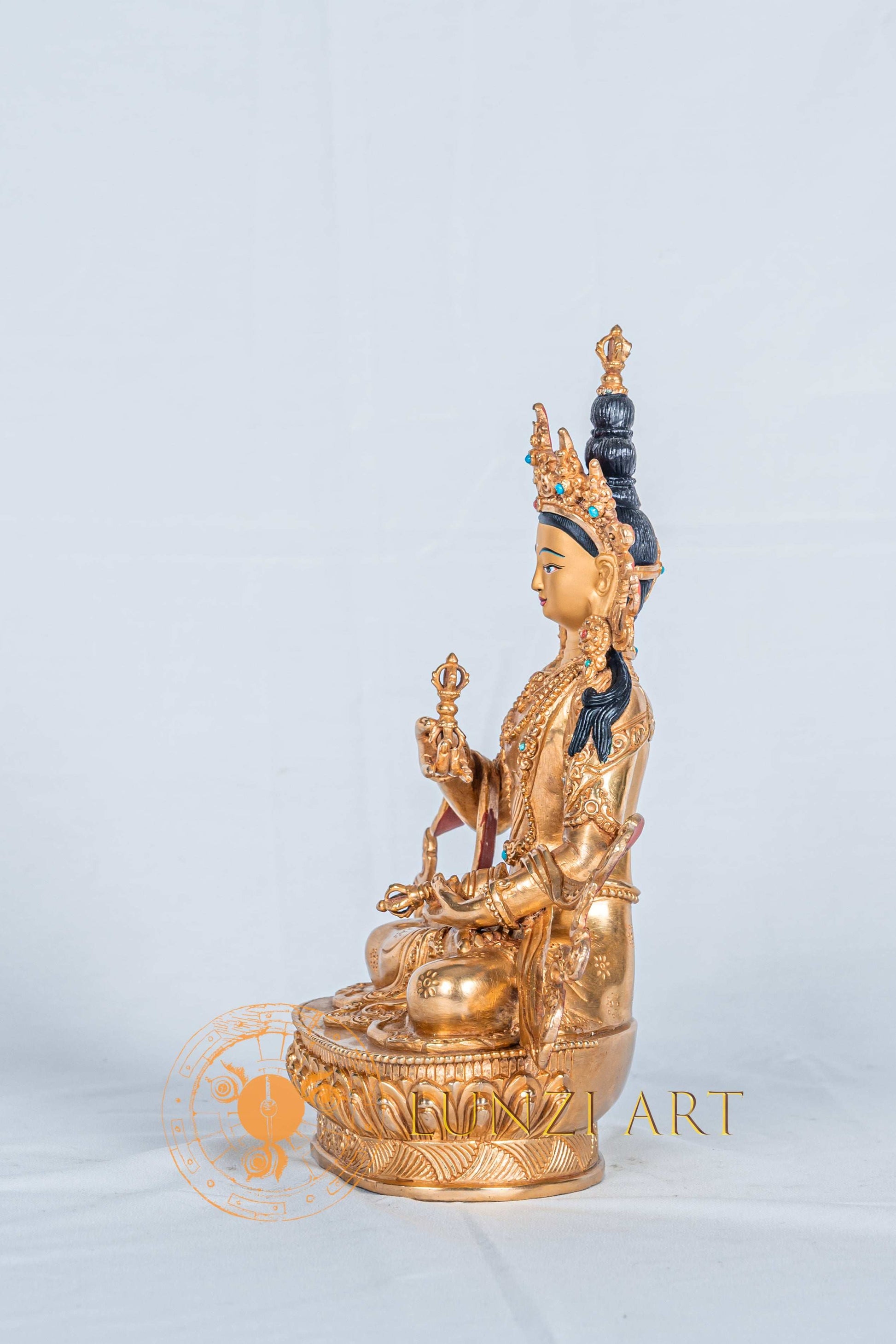 Vajrasattva Deity Statue | Handcrafted Fully Gold-Plated Copper - S-B-RM-FG-CG-VS-0096