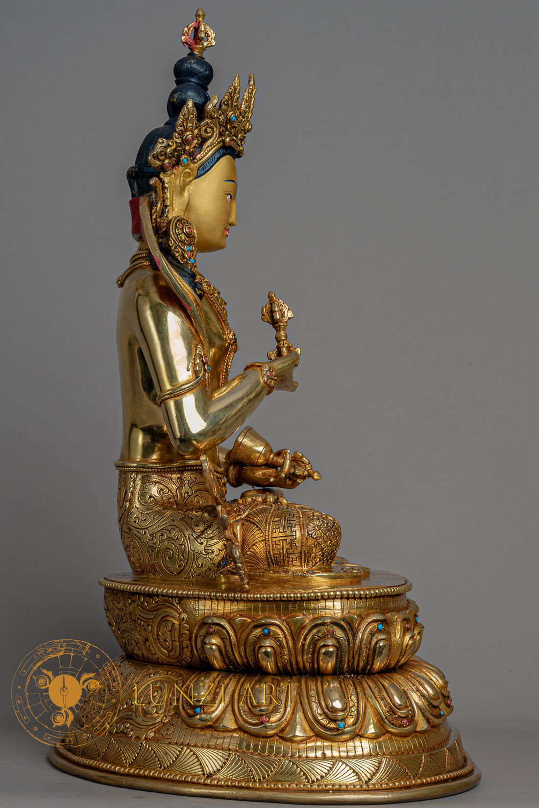 Vajrasattva Sculpture | Handmade Fully Gold-Plated Copper Statue - S-B-BA-FG-CG-V-0123