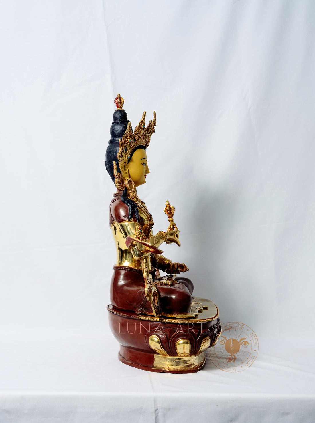 Vajrasattva Statue | Copper Partially Gilded with Gold - statues