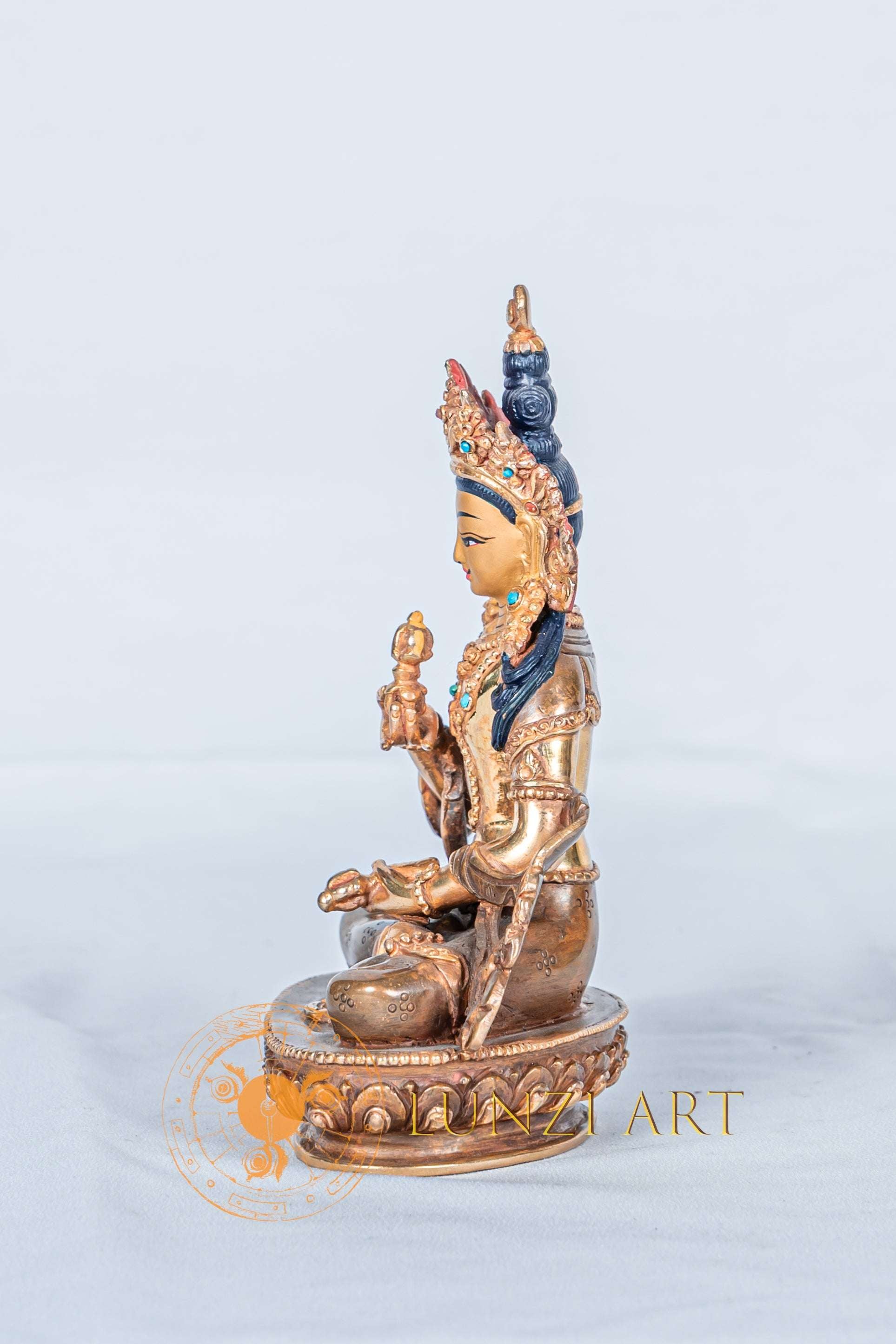Vajrasattva Statue | Half Gold Plated Handmade Sculpture - S-B-RM-HG-CG-VS-0071