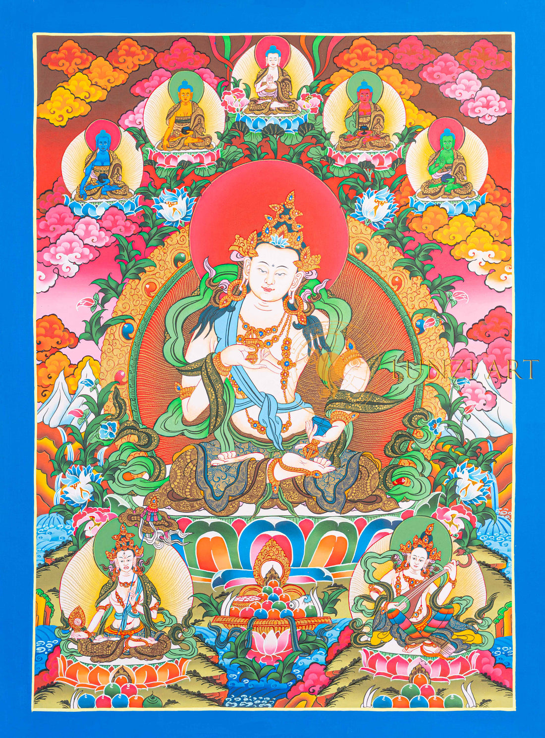 Vajrasattva Thangka: The Golden Light of Ultimate Purification - T-N-ET-BB-AU-V-0093