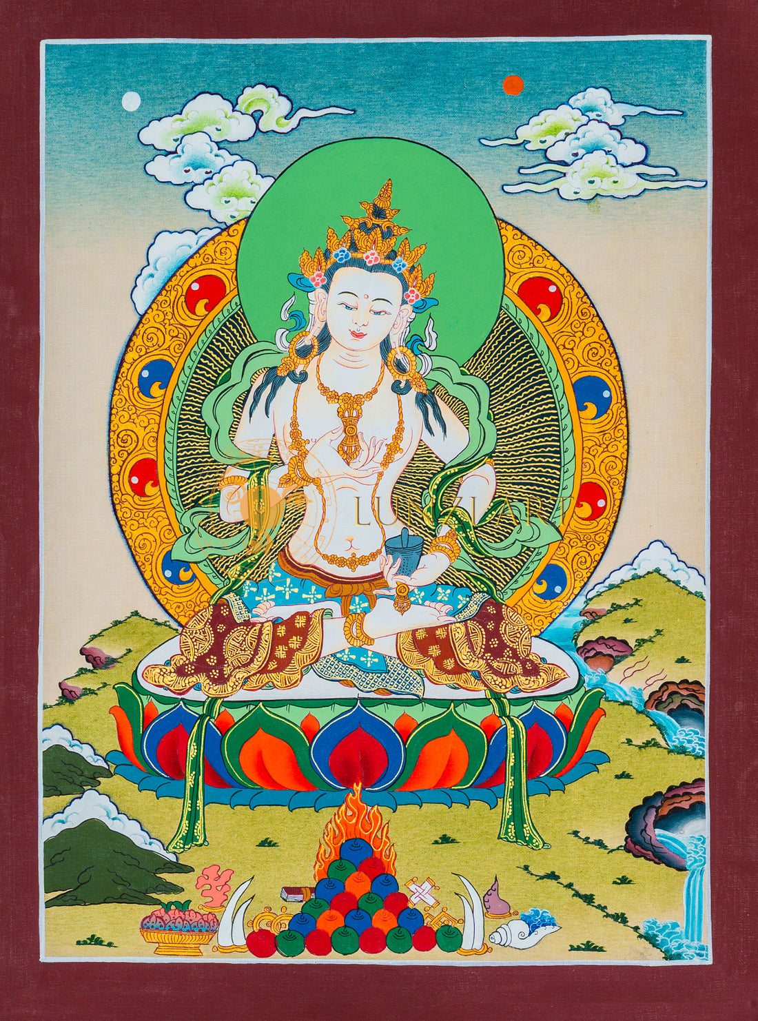 Vajrasattva Thangka: The Sovereign of Purification - T-B-HT-BB-V-0063