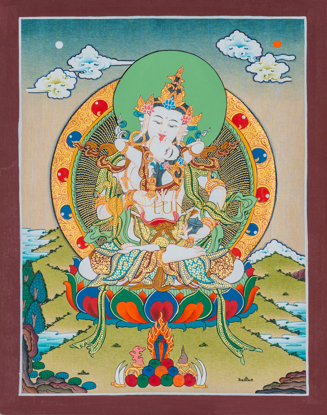 Vajrasattva in Union Thangka: The Ultimate Purification - T-B-HT-BB-VC-0060