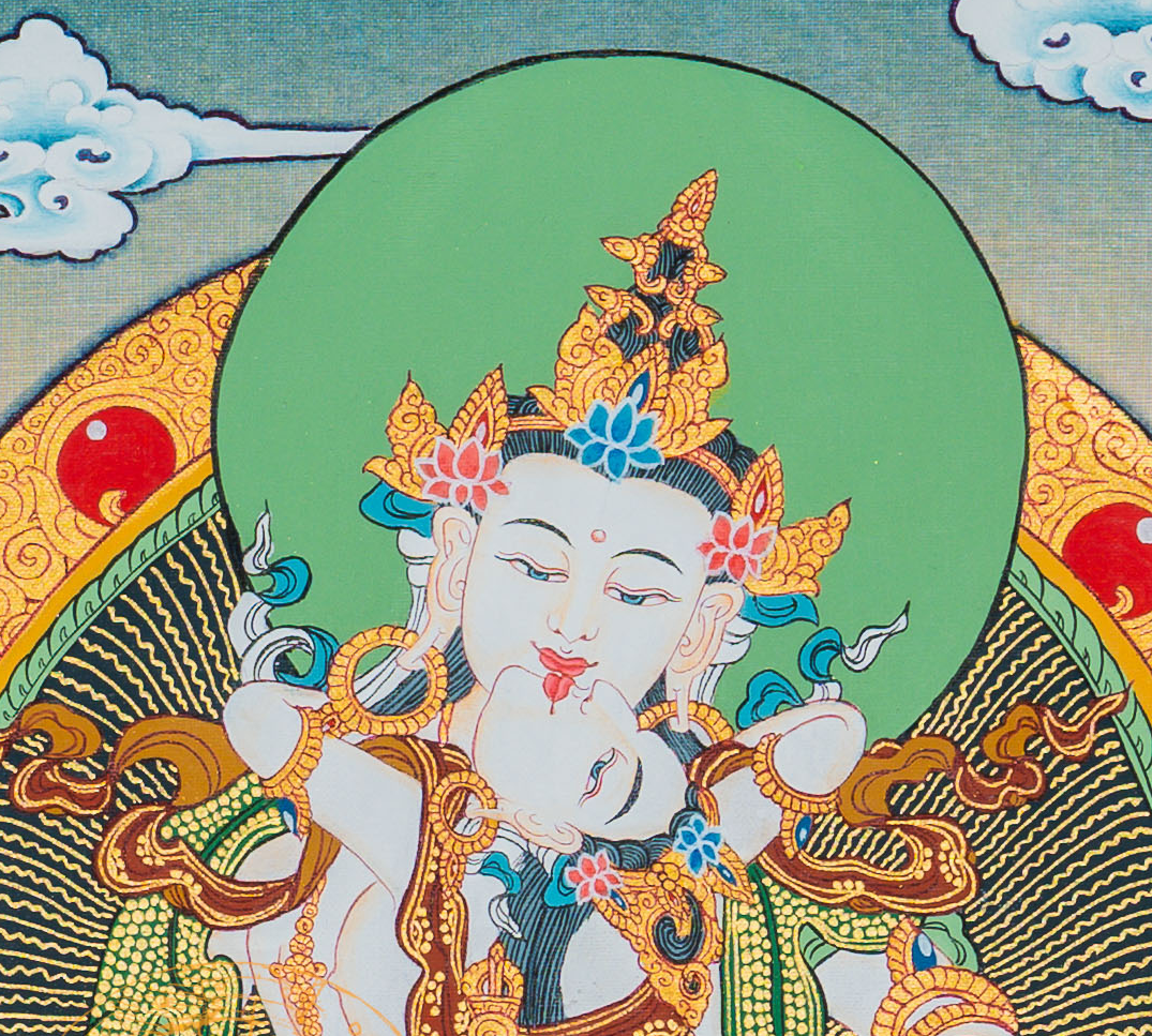 Vajrasattva in Union Thangka: The Ultimate Purification - T-B-HT-BB-VC-0060