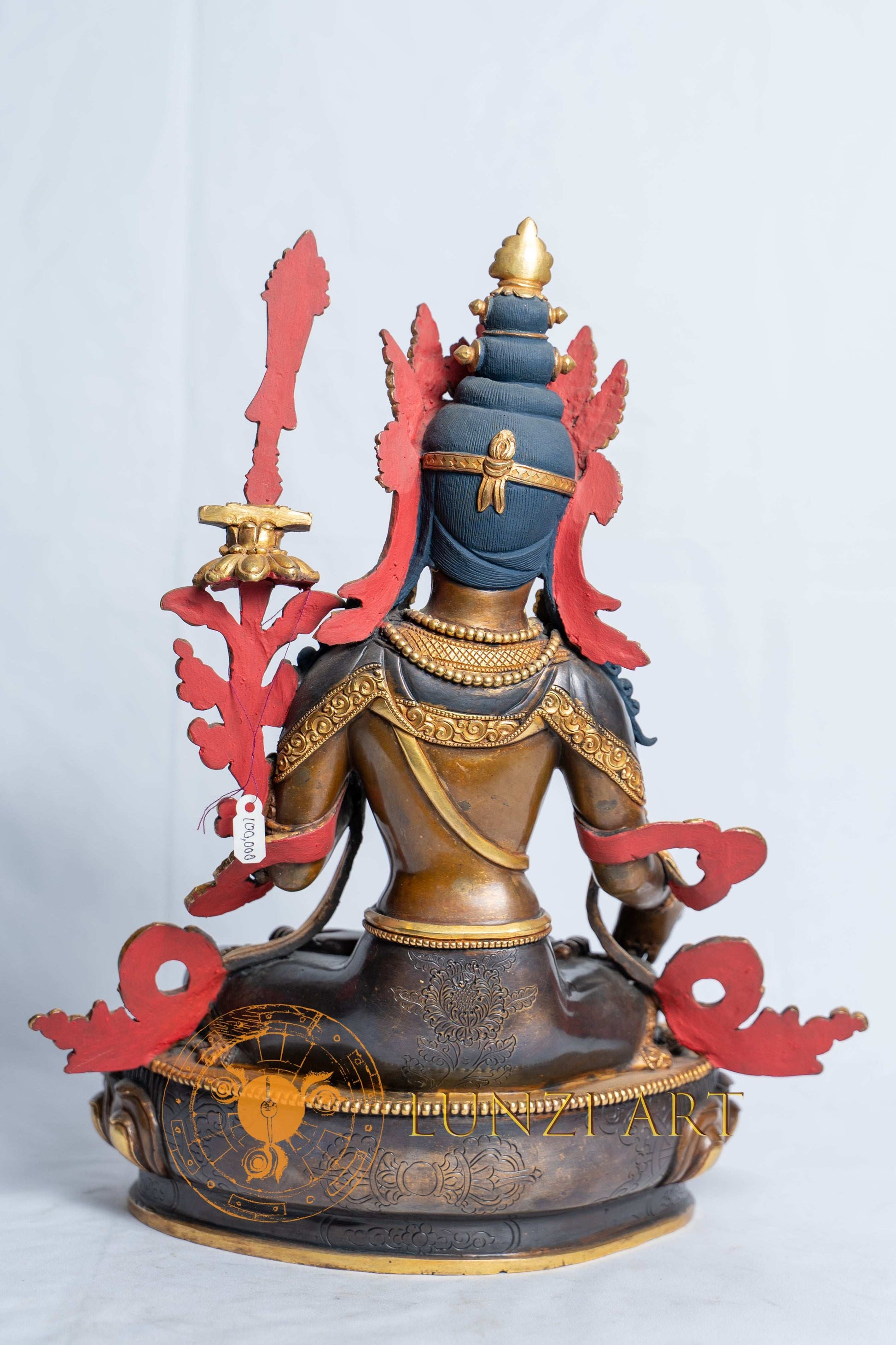White Manjushri | Copper with 24k Half Gold Plating - statues